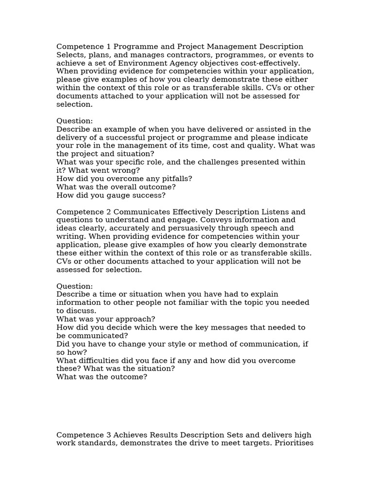 Competence 1 Programme and Project Management Desc | PDF | Project ...