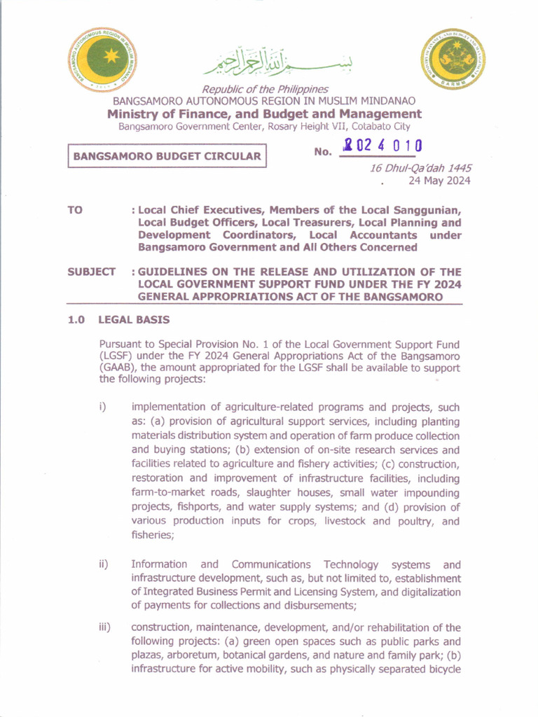Bangsamoro Local Government Support Fund Guidelines | PDF | Waste ...