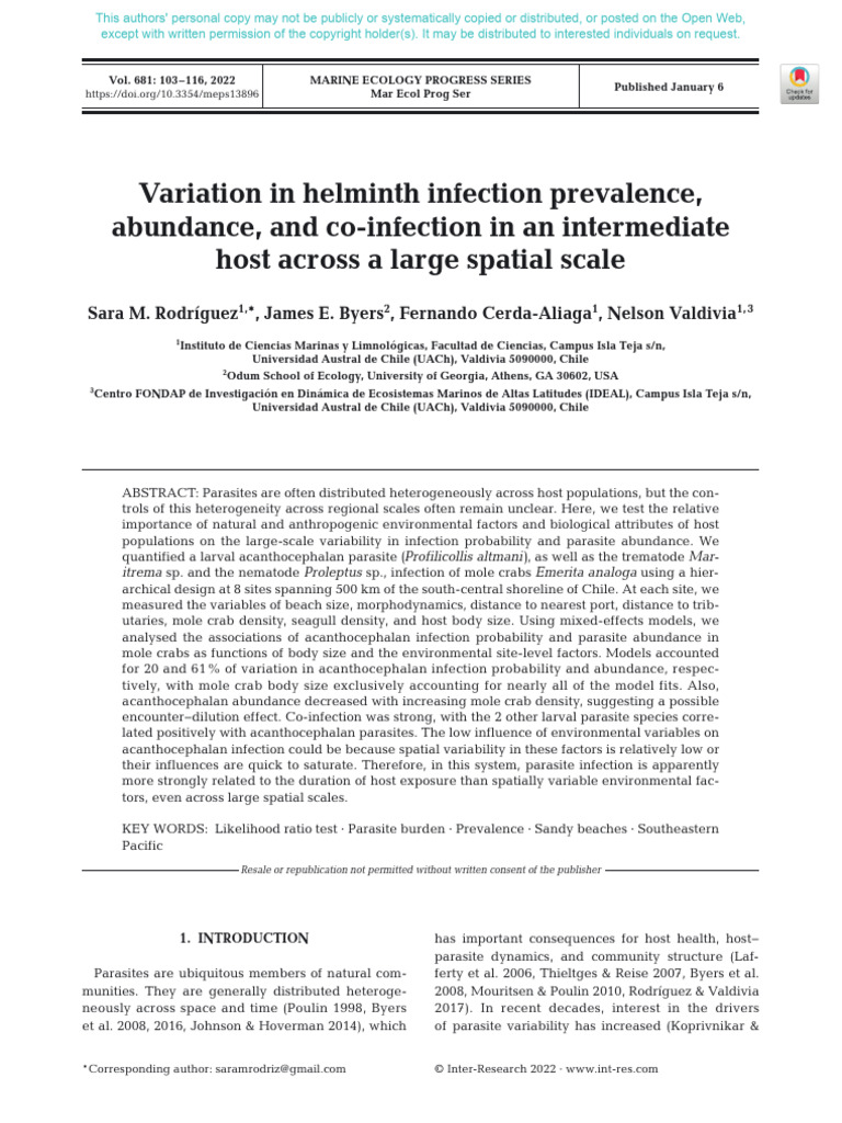 Rodrguez Etal2022 Helminth Infection | PDF | Gull | Parasitism
