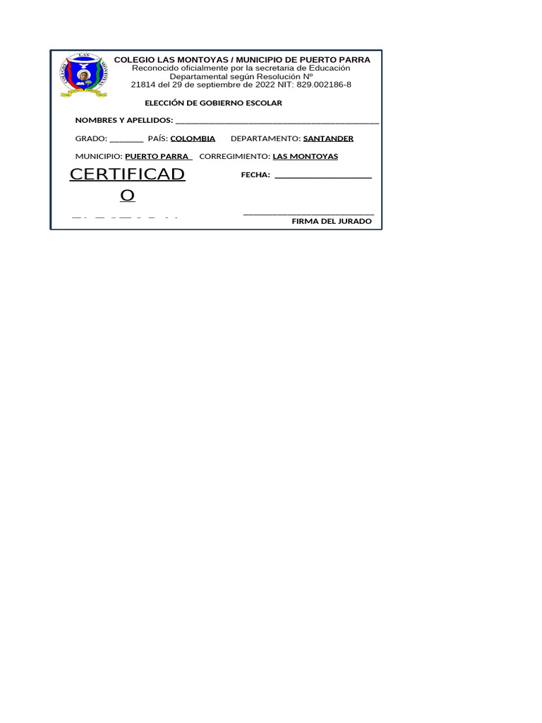 Certificado Electoral Gobierno Escolar 2025 | PDF