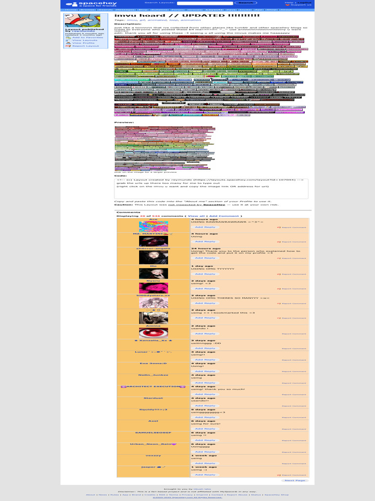 SpaceHey Layouts and Aesthetic Codes | PDF | Computing | Online Services
