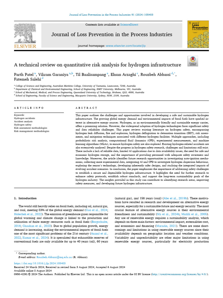 Quantitative Risk Analysis for Hydrogen Safety | PDF | Risk | Hydrogen
