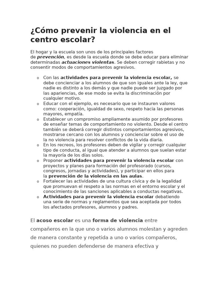 Prevención de la Violencia Escolar | PDF | Violencia | Escuelas