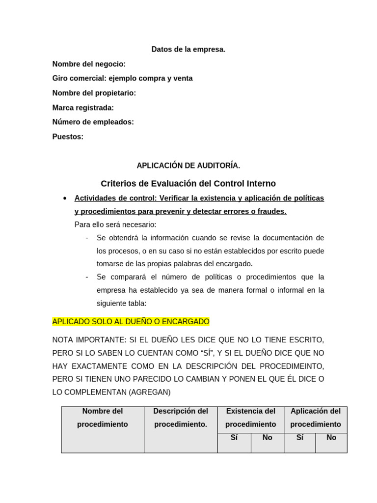 Auditoría de Controles Internos en Supermercados | PDF | Business ...
