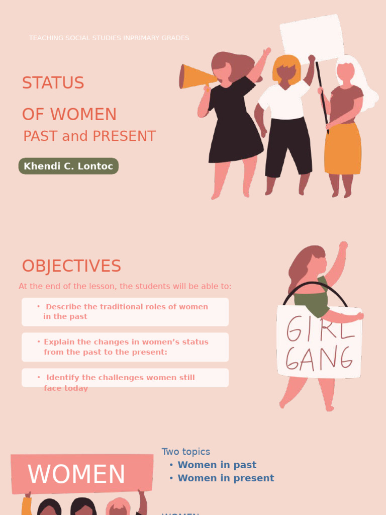 Women's Rights Movement History Quiz Presentation in Peach Hand Drawn ...