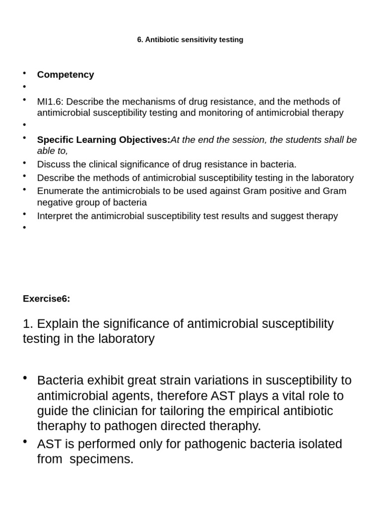 6.antibiotic Sensitivity Testing | PDF | Antibiotics | Microbiology