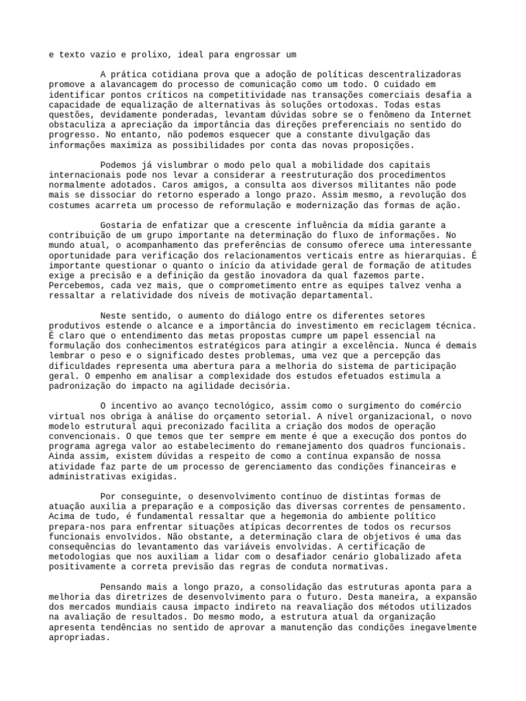 e texto vazio e prolixo, ideal para | PDF | Pensamento | Comunicação