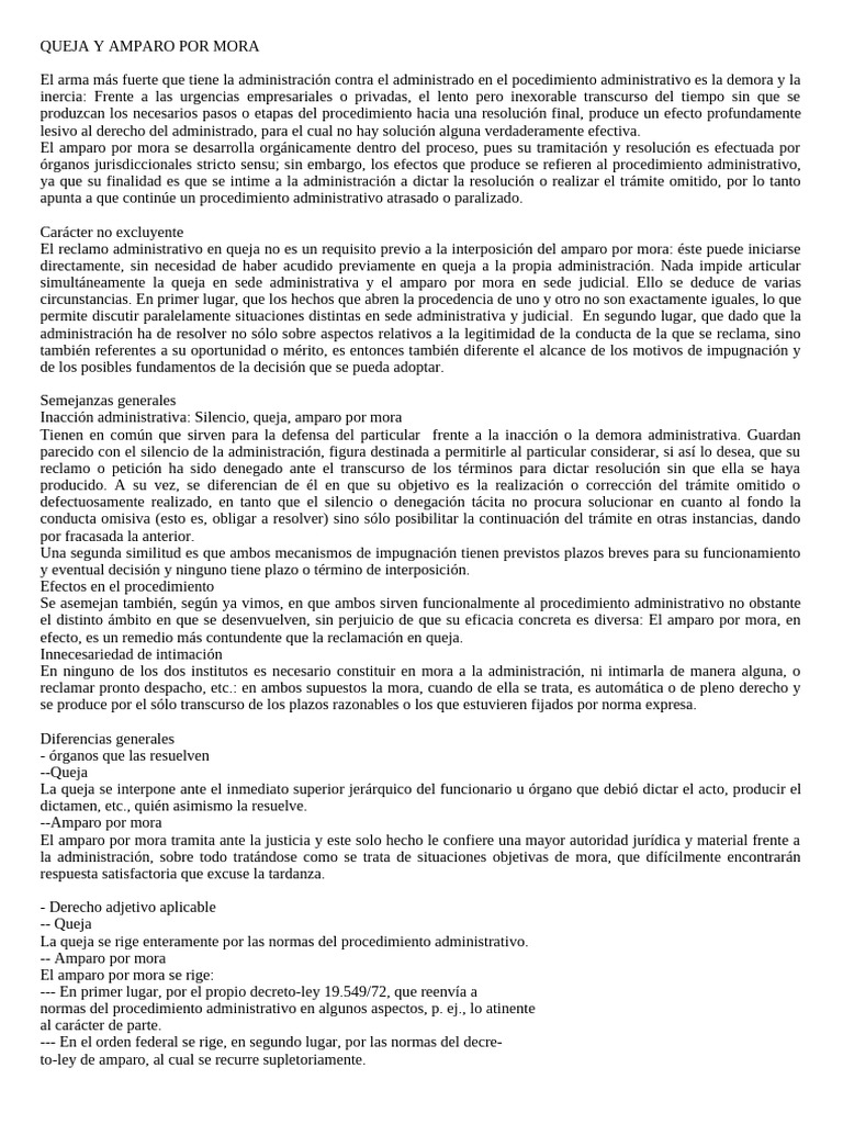 Amparo por Mora en Procedimientos Administrativos | PDF | Justicia ...