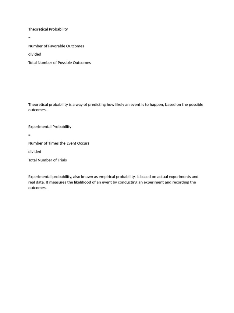 Theoretical vs Experimental Probability | PDF