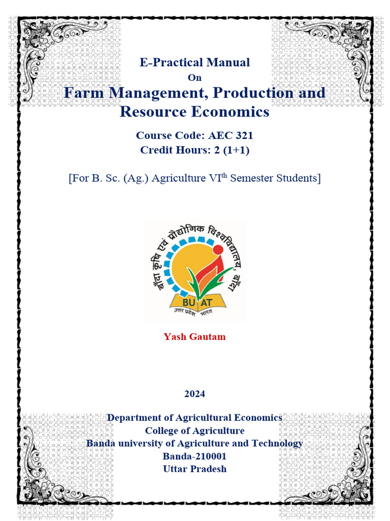 AEC 321 Farm Management Production Economics | PDF