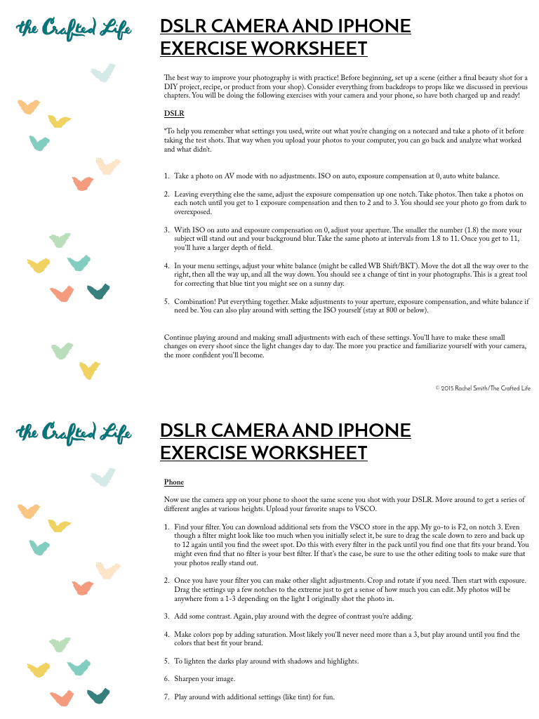 Photo Styling 101 Chapter 5 Download DSLR Camera and Iphone Exercise ...