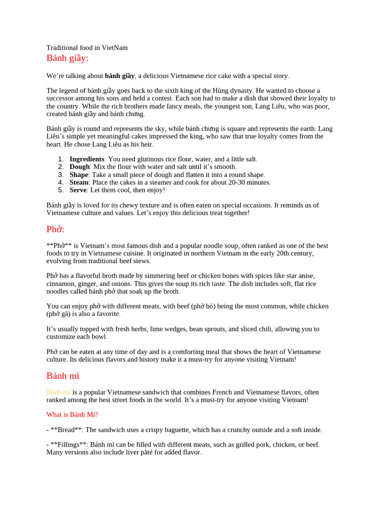 Traditional Vietnamese Food Guide | PDF | Vietnamese Cuisine | European ...