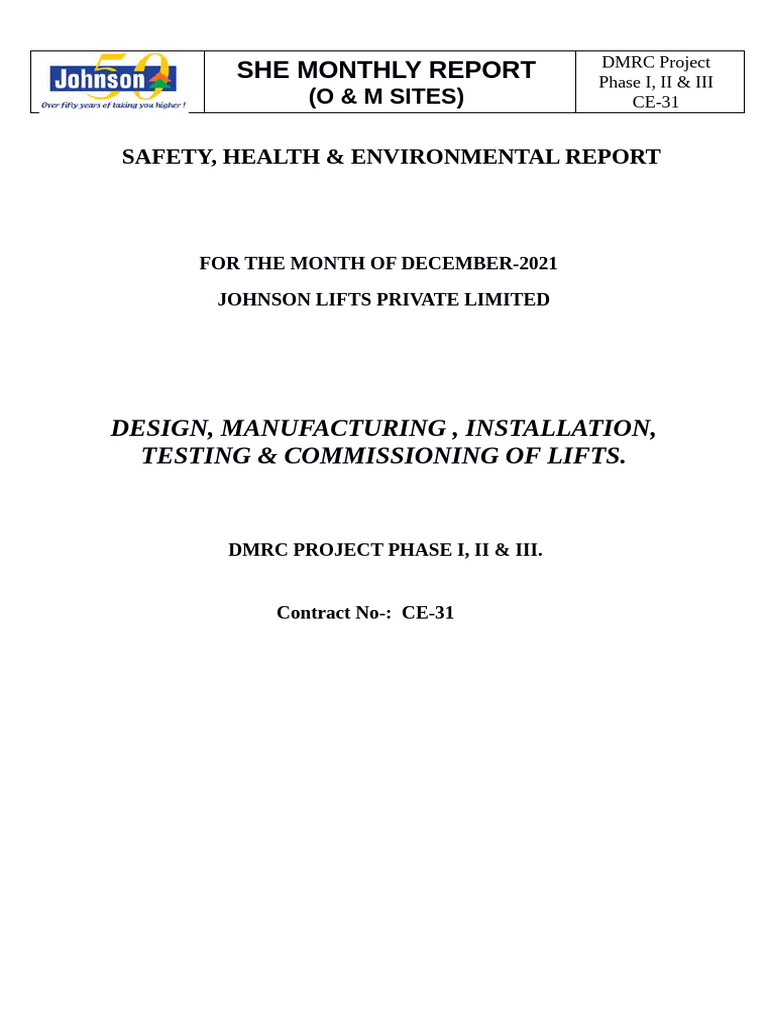December 2021 SHE Report for DMRC | PDF