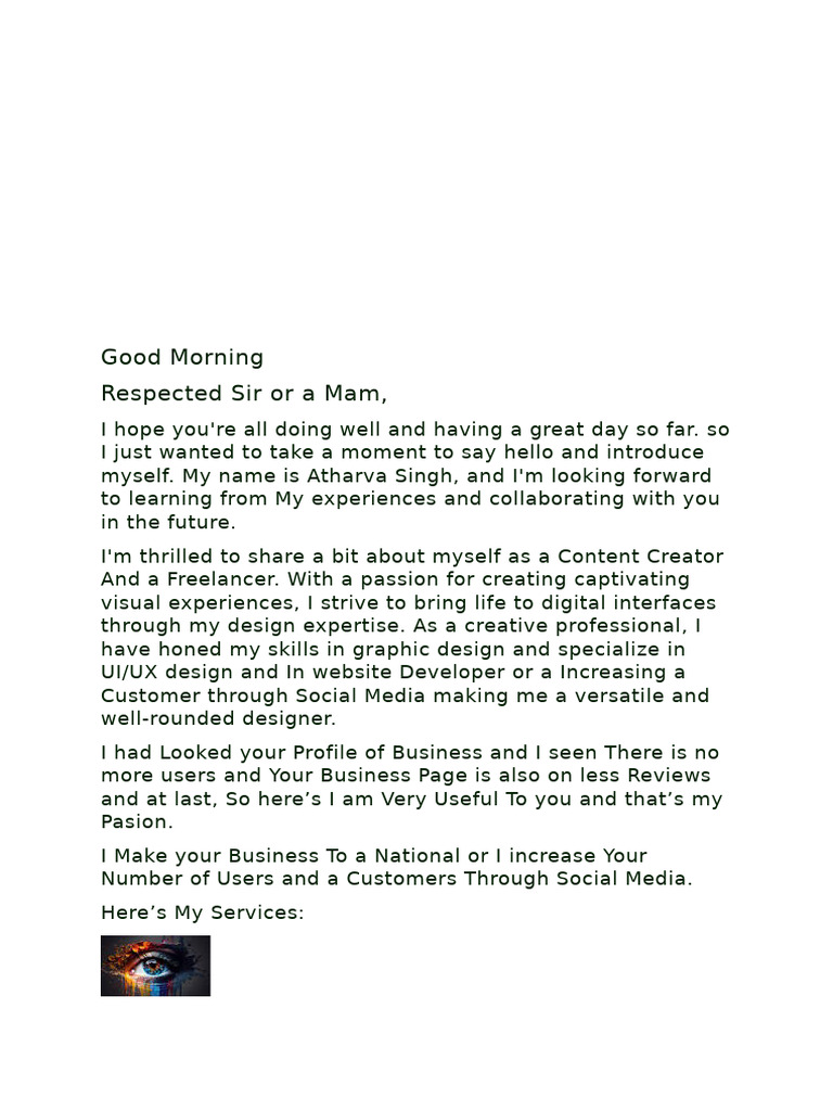 Good Morning Sir or A Madam | PDF