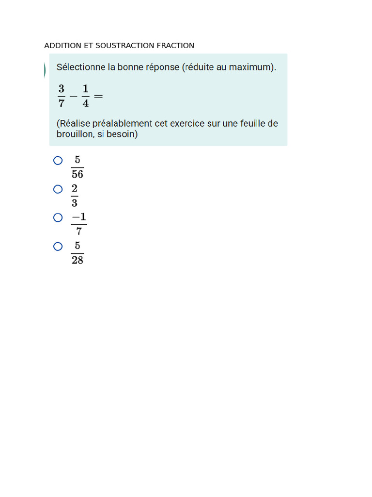 Exercices Ce1d Addition Et Soustraction Fraction | PDF