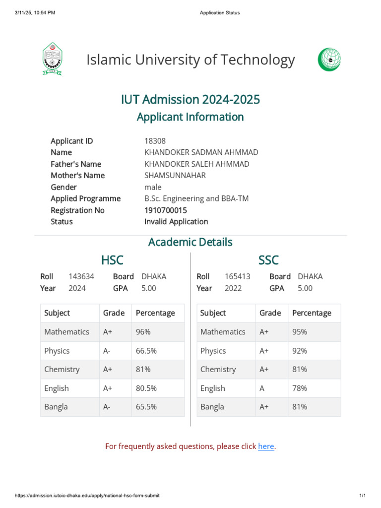 IUT Admission 2024-2025 Details | PDF