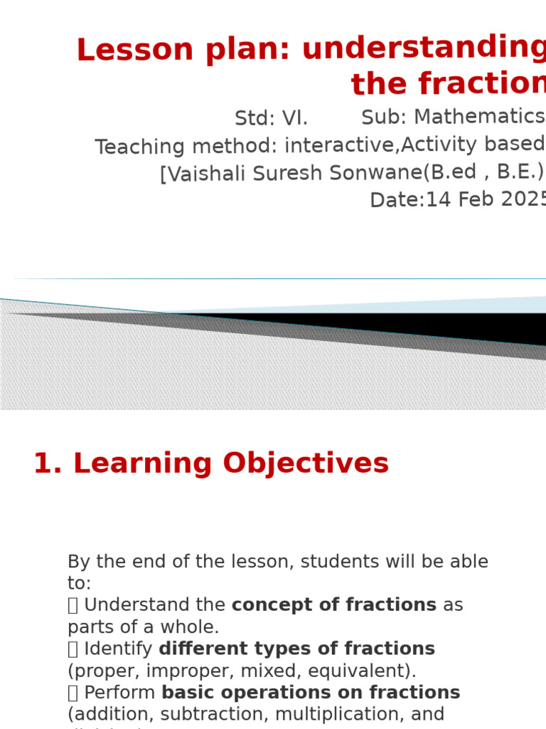 Interactive Lesson Plan on Fractions | PDF | Learning