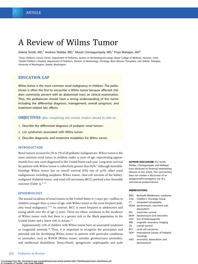 Dactinomycin in Wilms Tumor Treatment | PDF | Medical Specialties ...