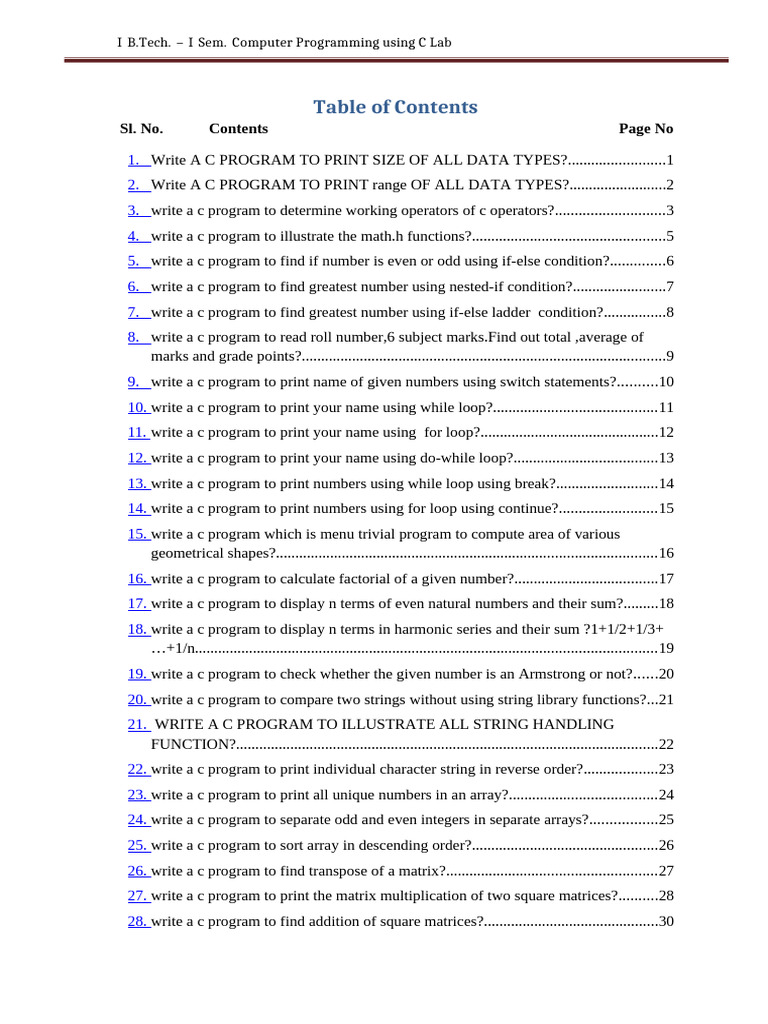 c programming lab manual final(new) (1) | PDF | Integer (Computer ...