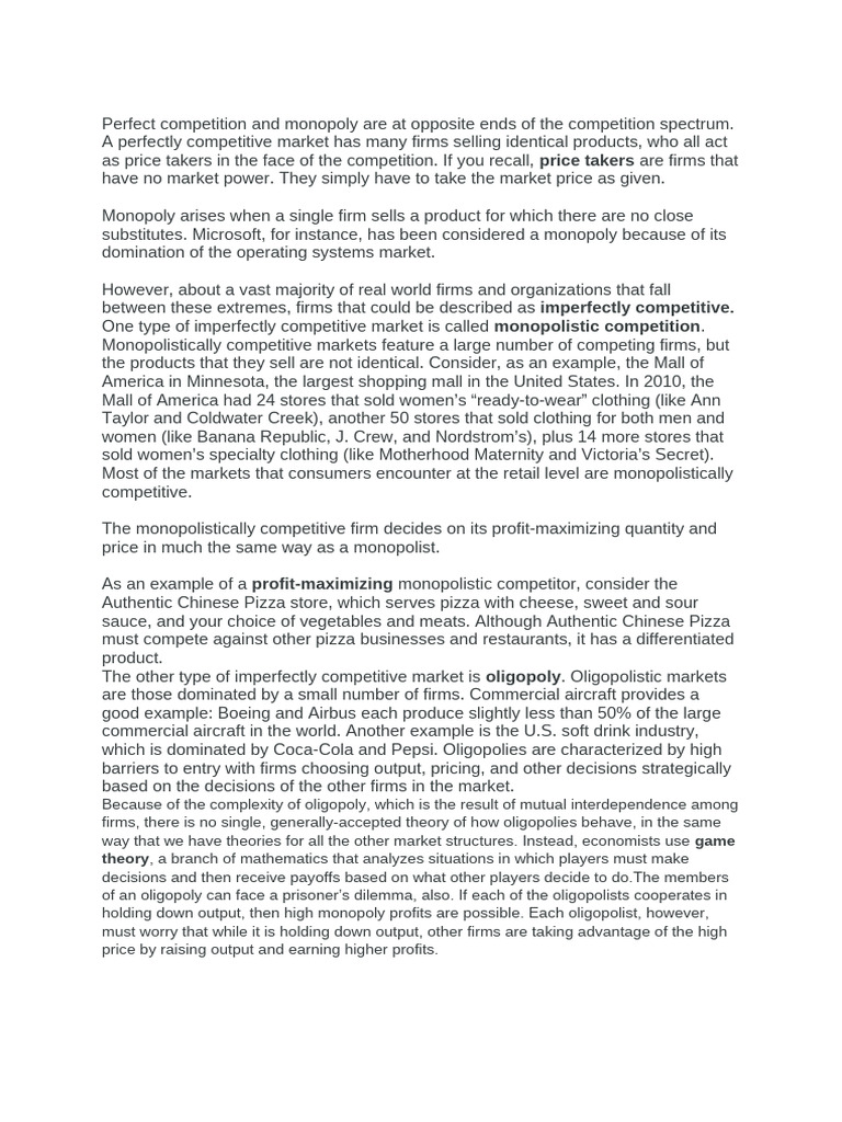 Understanding Market Structures: Competition Types | PDF | Oligopoly ...