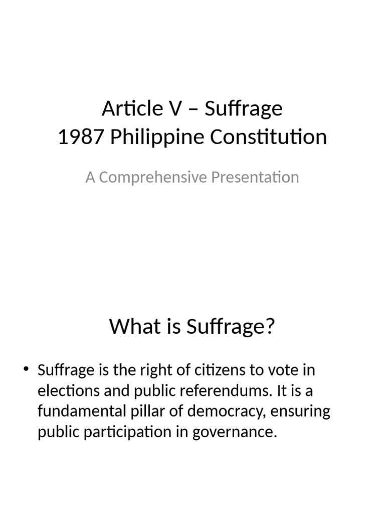 Understanding Suffrage in the Philippines | PDF
