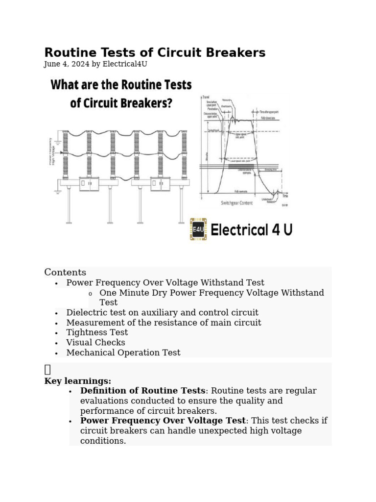 Routine Tests of Circuit Breakers As Op 2 | PDF | Transformer ...