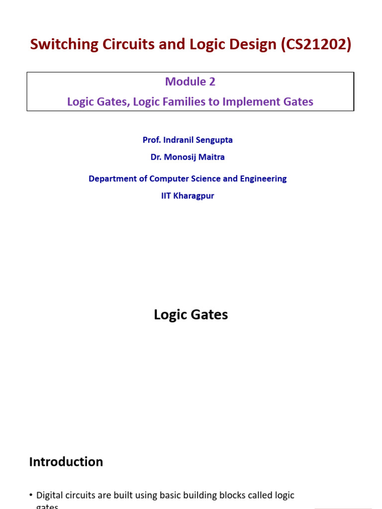 SCLD M2 LogicGates - LogicFamilies | PDF | Logic Gate | Cmos