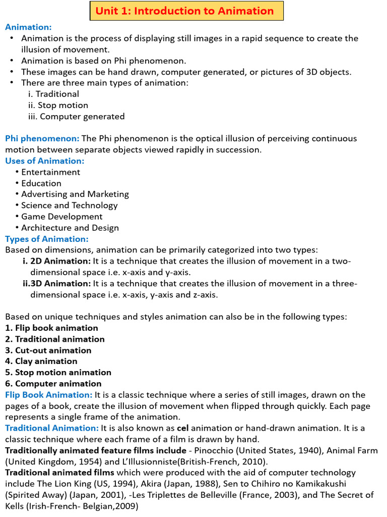 Introduction to Animation Techniques | PDF | Animation | 3 D Computer ...