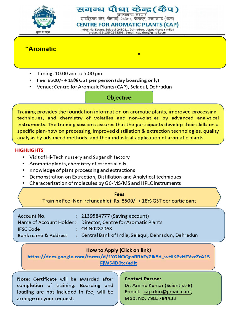 5-Day Aromatic Plants Training Program | PDF