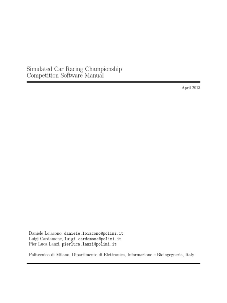 Simulated Car Racing Software Manual | PDF | Rotation | Command Line ...