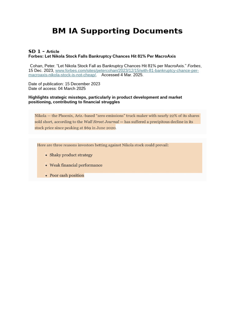 Shreyas' BM IA Supporting Documents | PDF