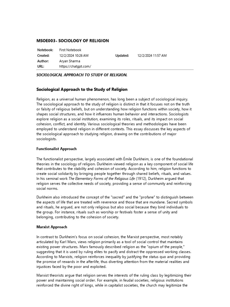 Literal Interpretation in Religion | PDF | Émile Durkheim | Sociology