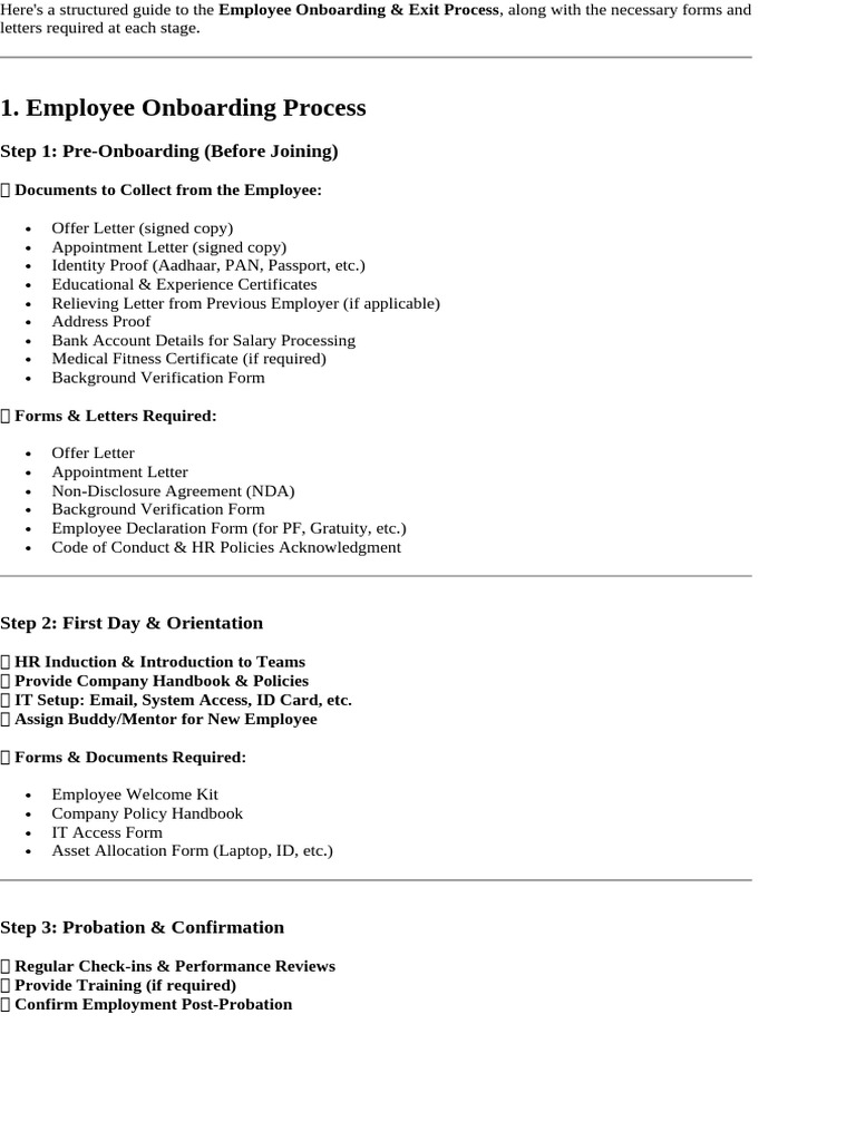 Onboarding & Exit Process Guide | PDF