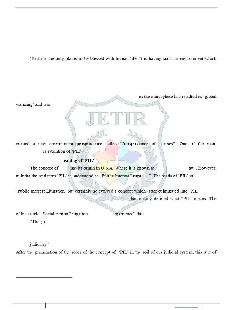 Public Interest Litigation in Environmental Protection | PDF | Justice ...