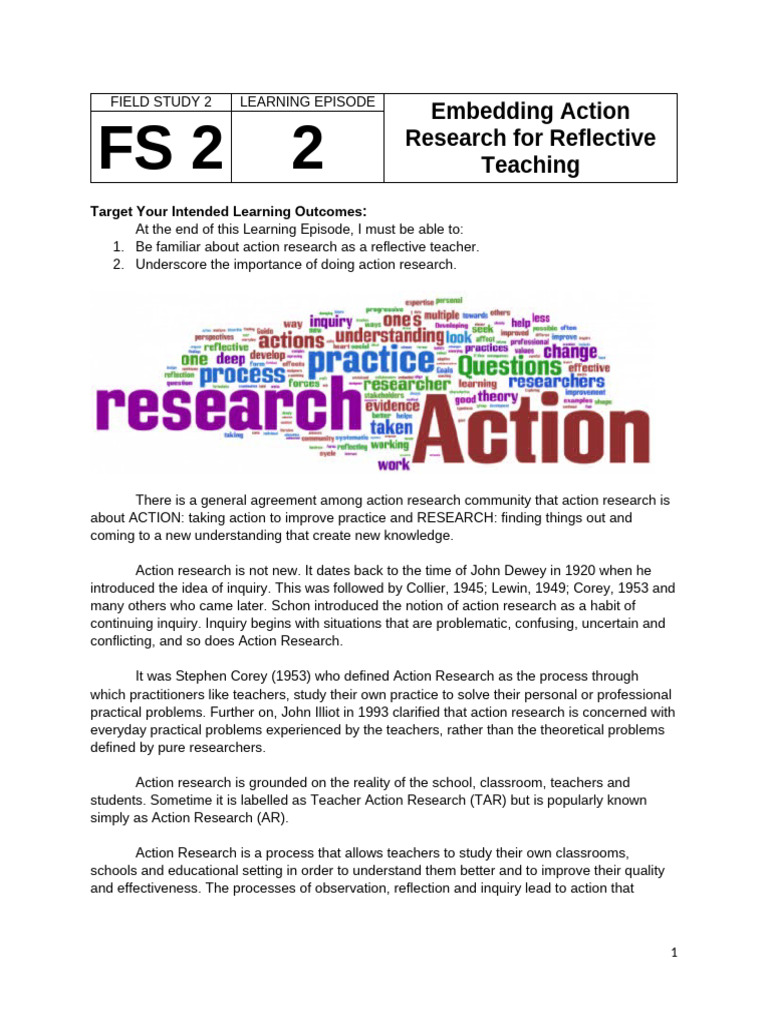 FIELD STUDY 2 Episode 2 | PDF | Action Research | Teachers