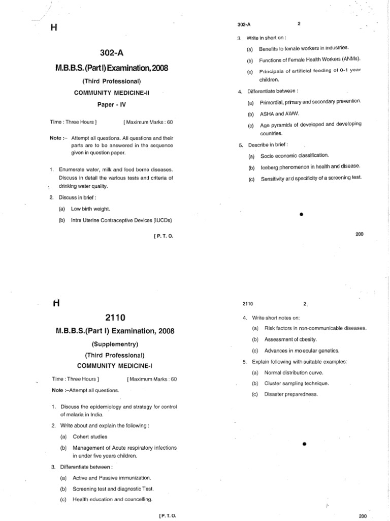 Community Medicine Question Paper | PDF