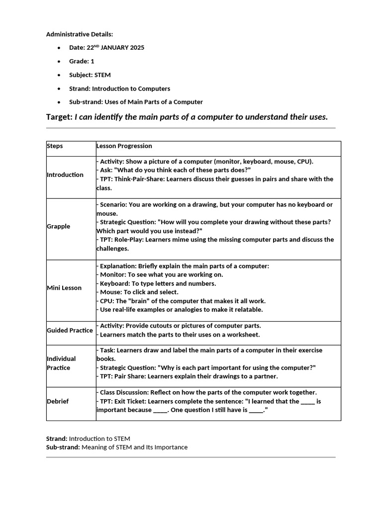 Understanding Computer Parts for Kids | PDF | Science, Technology ...