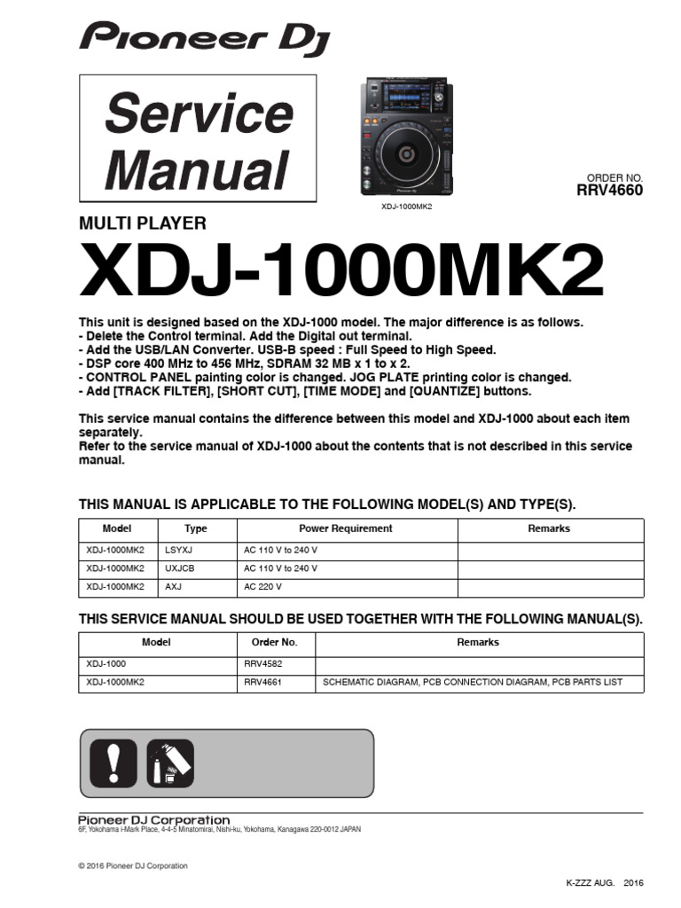 XDJ-1000MK2 Service Manual Overview | PDF | Usb | Read Only Memory