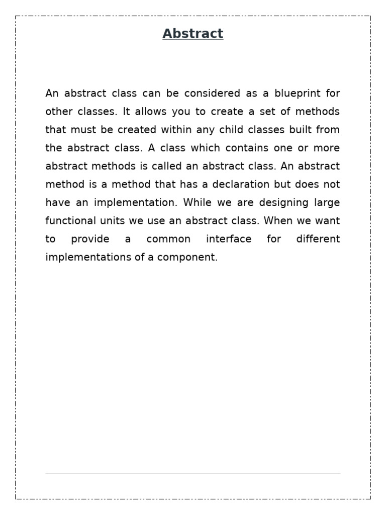 Understanding Abstract Classes in Programming | PDF