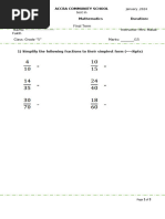 Grade 7 Integers Test Paper | PDF | Integer | Numbers