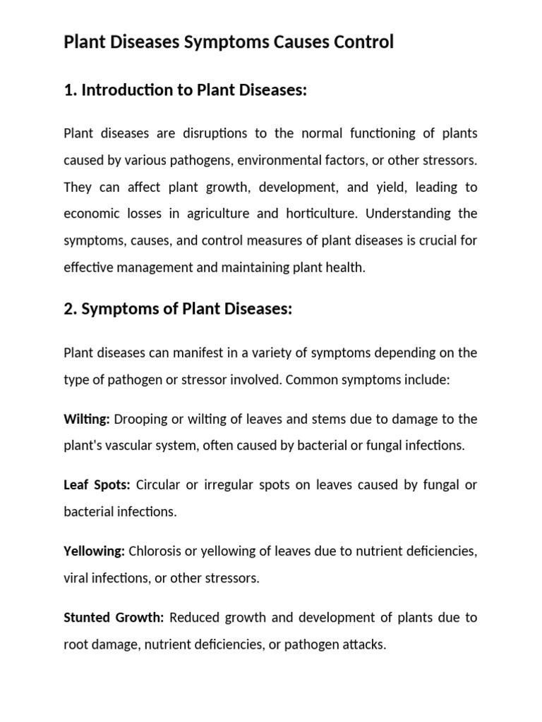 Plant Disease Symptoms and Control Guide | PDF | Pathogen | Fungus