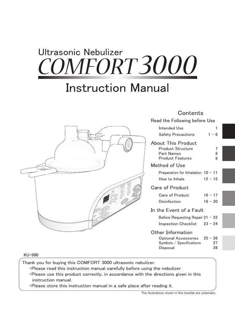 COMFORT 3000 Ultrasonic Nebulizer Manual | PDF | Water | Sterilization ...