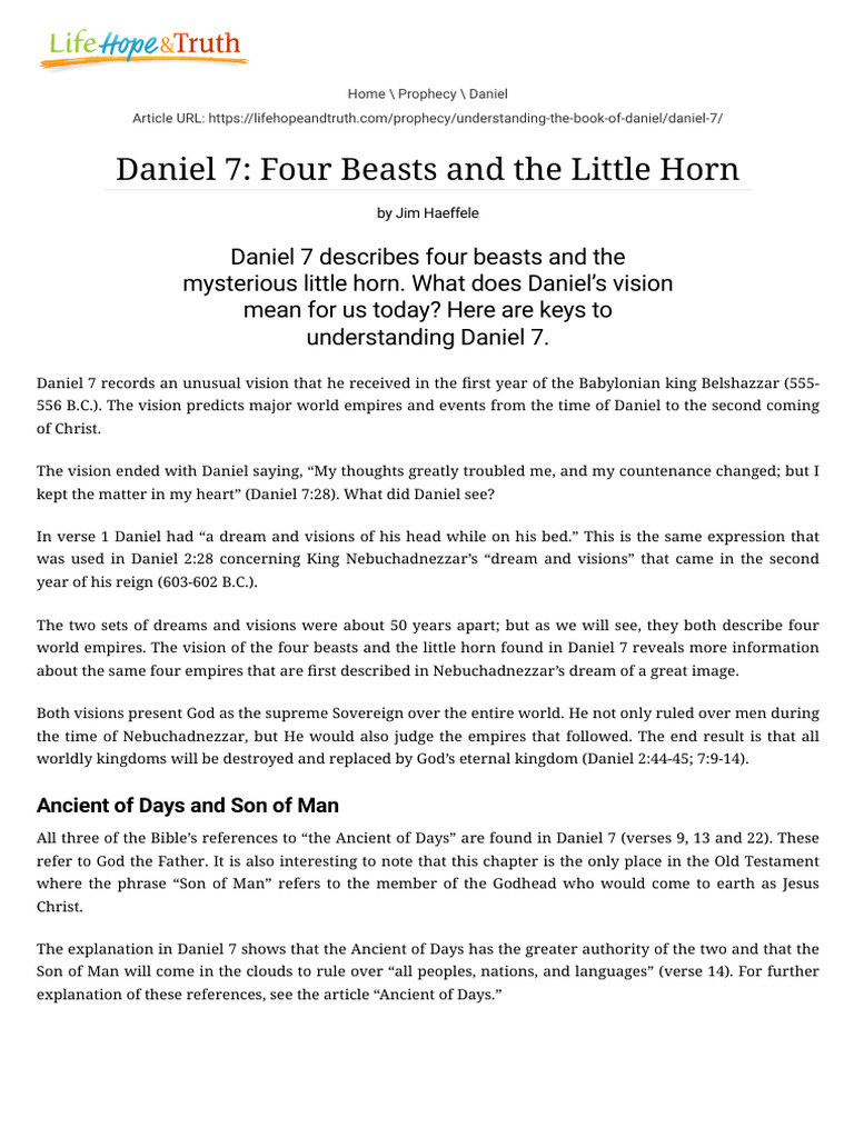 Understanding Daniel's Four Beasts | PDF | Daniel (Biblical Figure ...