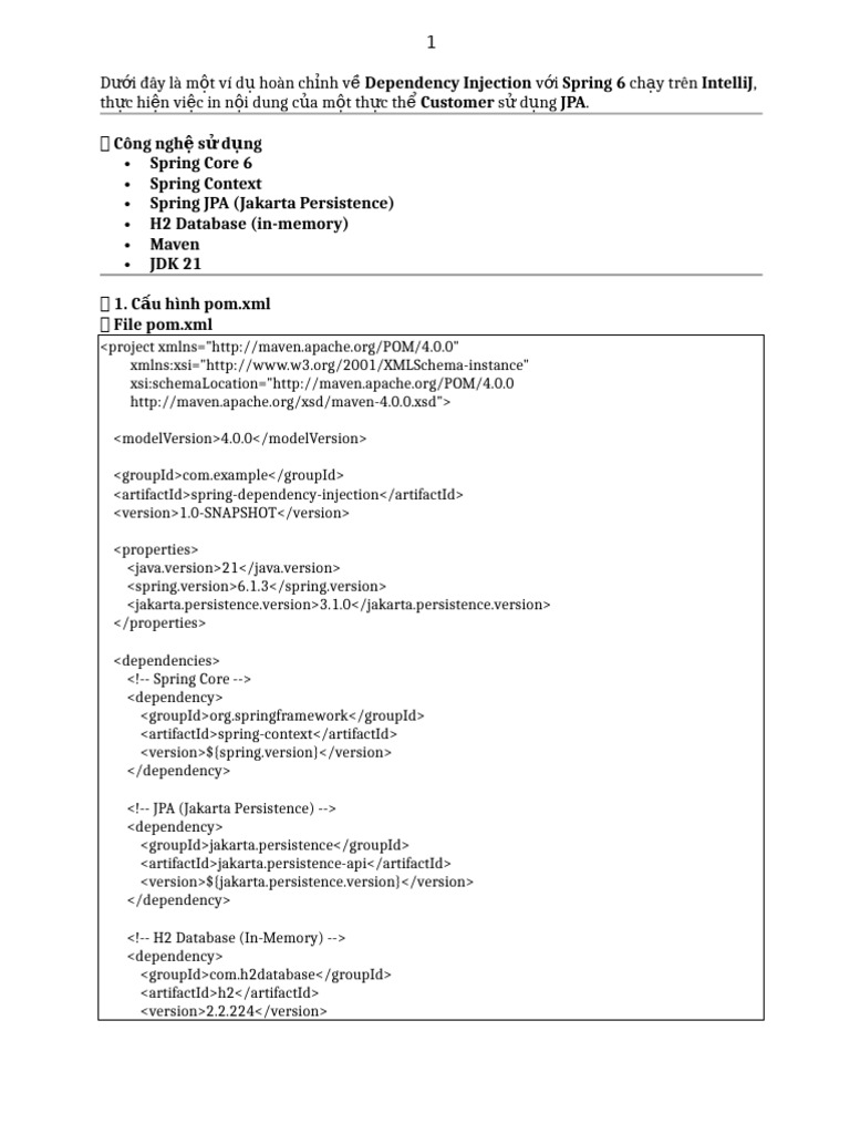 Spring 6 với JPA và Dependency Injection | PDF | Java (Programming ...