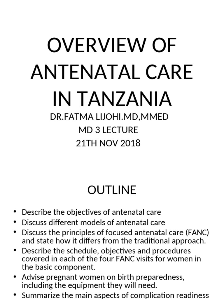 Antenatal Care Overview in Tanzania | PDF | Pregnancy | Hypertension