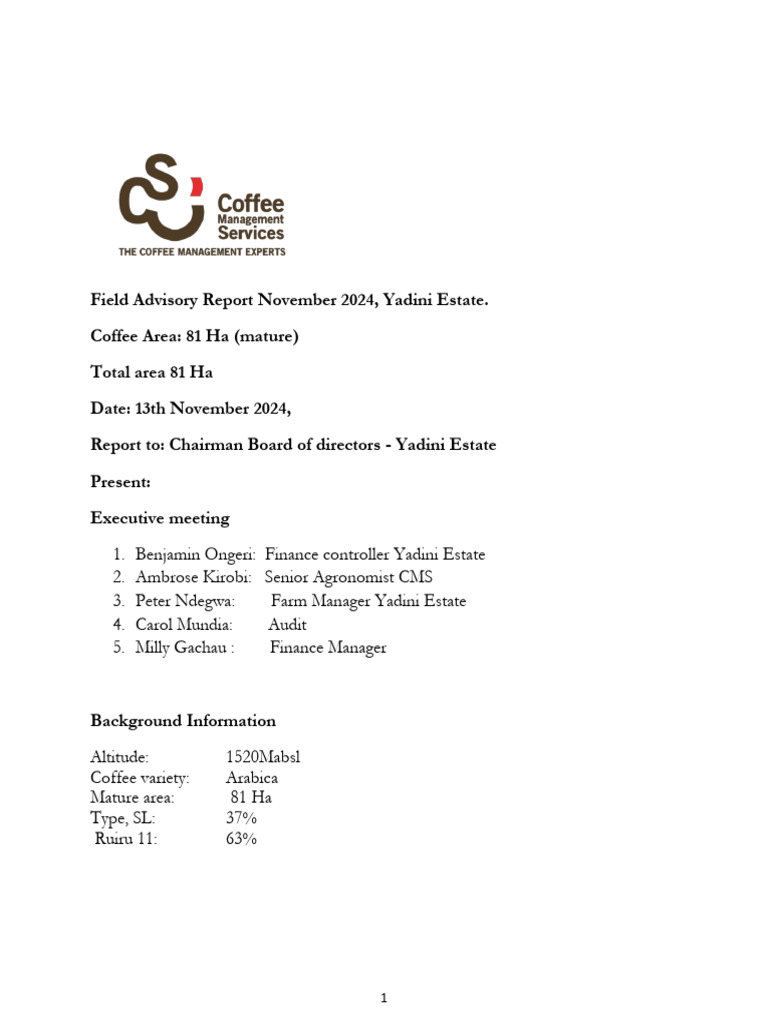 Yadini Field Advisory Report November 2024 | PDF | Botany | Agriculture