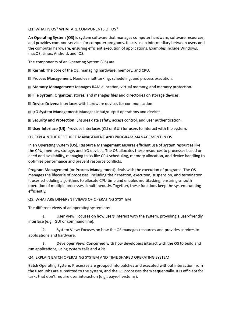 Understanding Operating System Components | PDF | Operating System ...
