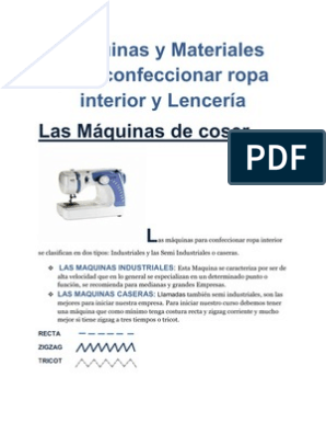 Introcuccion A Confeccionar Ropa Interior | PDF | Máquina de coser | Ropa