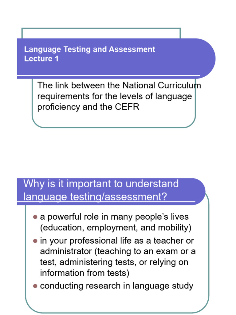 Language Testing and CEFR Overview | PDF | Educational Assessment ...
