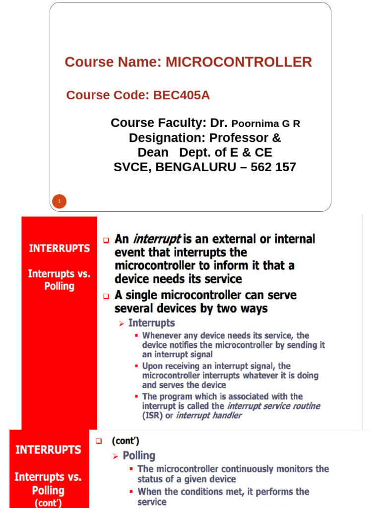 Microcontroller Course BEC405A Details | PDF